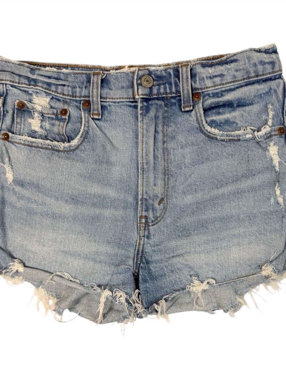 Women’s Abercrombie & Fitch The Mom‎ Short High Rise Light Blue Distressed